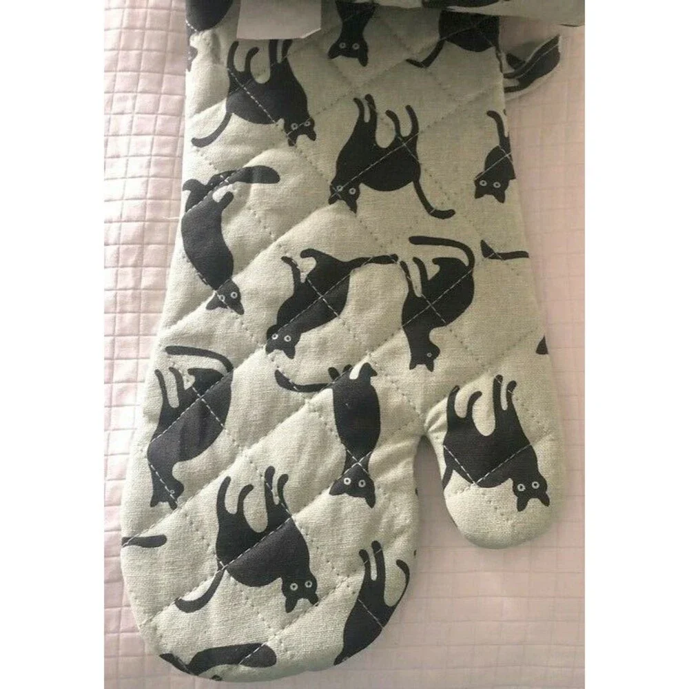 Cat Kitchen Oven Mitt Potholder Set Kitty Kitten Pet House Home Without a Cat